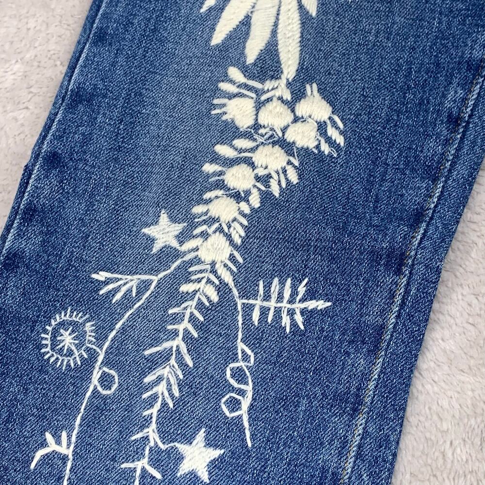 NWT 7 For All Mankind Jeans Easy Slim Embroidered Womens 24 Boho Festival $278 - Picture 8 of 16